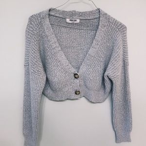 Cropped Grey Double Zero Knit Cardigan
